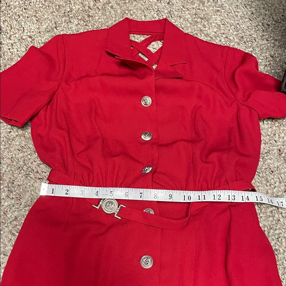 Vintage 90s cut out lion head Button-Down belted Dress- Versace vibes - Picture 8 of 13